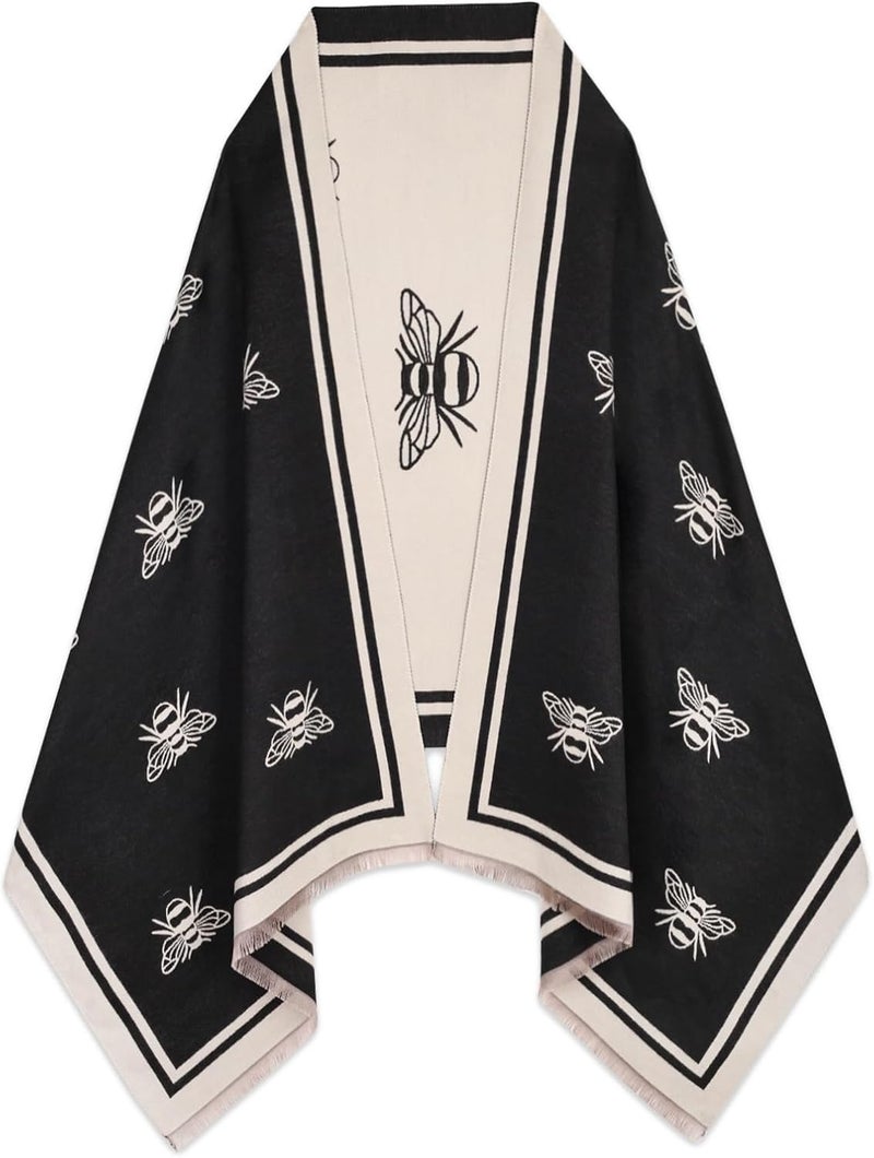 EXTREE Scarfs for Women Pashmina Silky Shawl Wrap for Evening Dressing Blanket Open Front Poncho Cape - Image 1